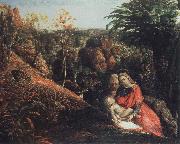 Samuel Palmer, landscape with repose of the holy family